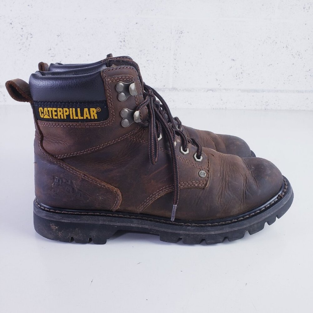 Caterpillar Men's 8.5 WIDE Second‎ Shift Soft Toe 6" Work Boot Brown Leather